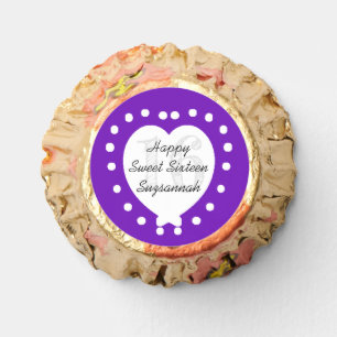 Personalized White Heart Purple Sweet 16 Birthday Reese's Peanut Butter Cups