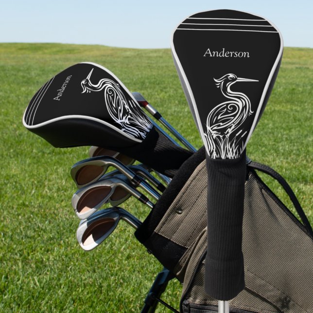  Personalized White Herons Birds Black  Golf Head Cover (Creator Uploaded)