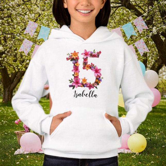 Personalized White Hoodie with Floral Print  (Creator Uploaded)