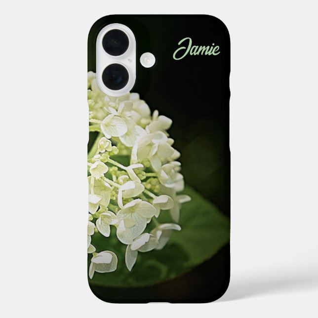 Personalized White Hydrangea Flower iPhone Case (Back)