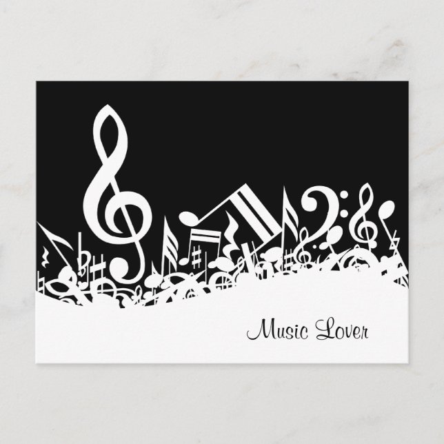Personalized White Jumbled Musical Notes on Black (Front)