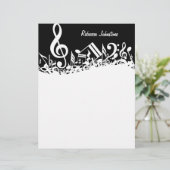 Personalized White Jumbled Musical Notes on Black (Standing Front)