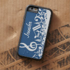 Personalized White Jumbled Musical Notes on Blue