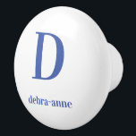 Personalized White Knob with Dark Blue Text<br><div class="desc">Personalized White Knob with Dark Blue Text</div>