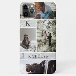 Personalized White Marble Custom 4 Photo Collage iPhone 11 Pro Max Case