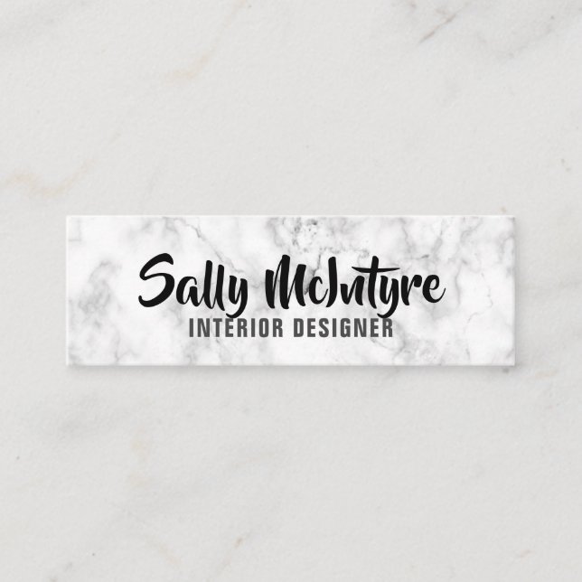 Personalized "White Marble" Social Media Mini Business Card (Front)