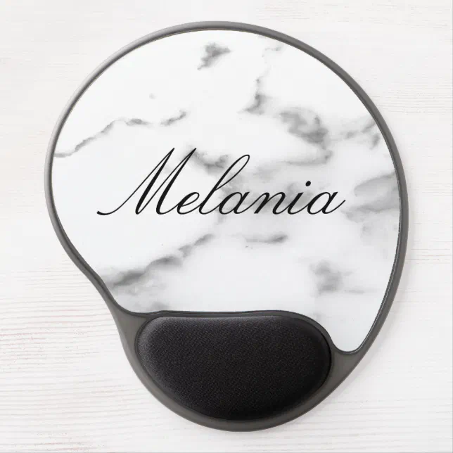Personalized white marble stone gel mouse pad | Zazzle