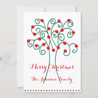 Personalized White Merry Christmas Tree Cards