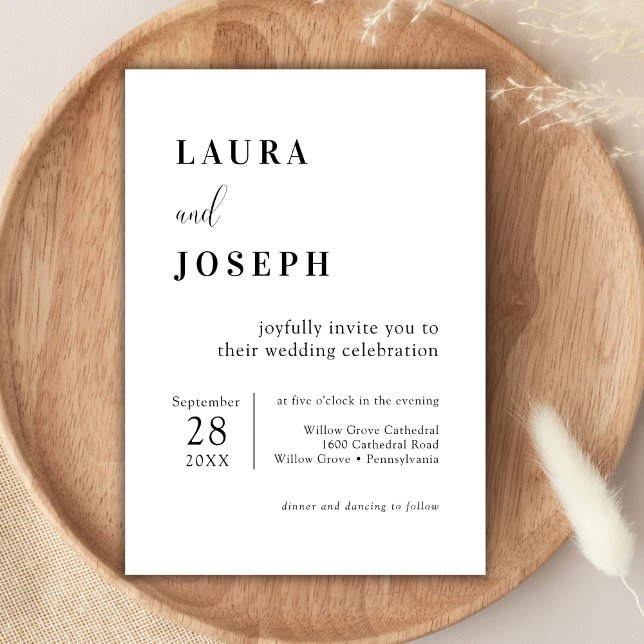 Personalized White Minimalist Modern Wedding Invitation (Creator Uploaded)