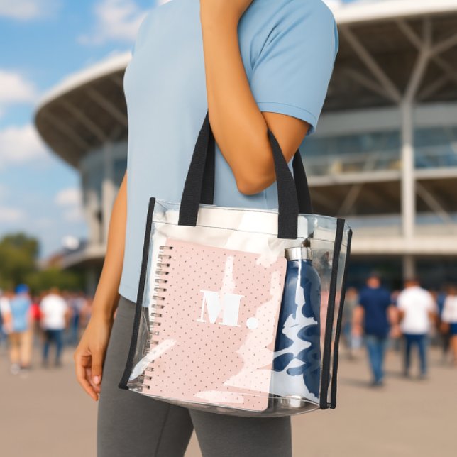 Personalized white Monogram Clear Tote Bag (Insitu (Stadium))