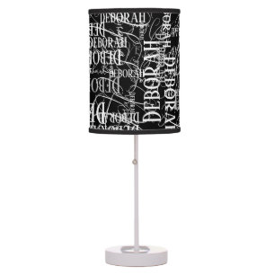 Personalized White Names on Black Table Lamp