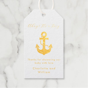 Personalized White Nautical Gold Foil Anchor Gift Tags