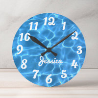 Personalized White Number Aqua Blue Swimming Pool