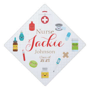 Personalized White Nursing Graduation Cap Topper`