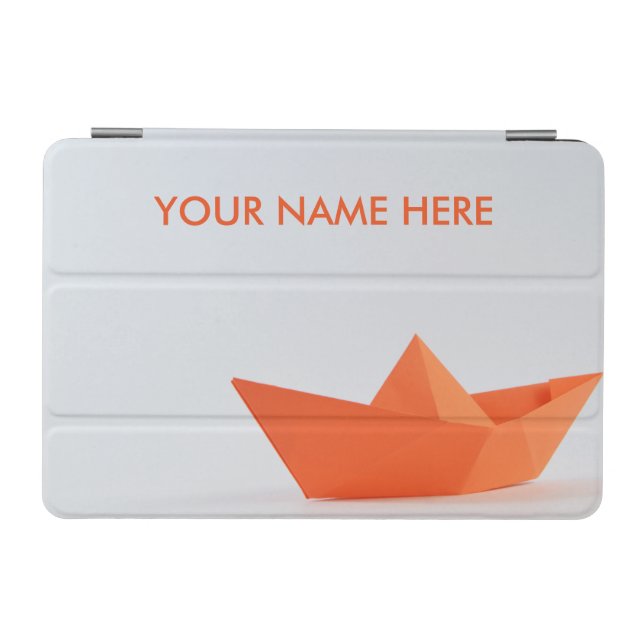 Personalized White & Orange Boat iPad Mini Cover (Horizontal)
