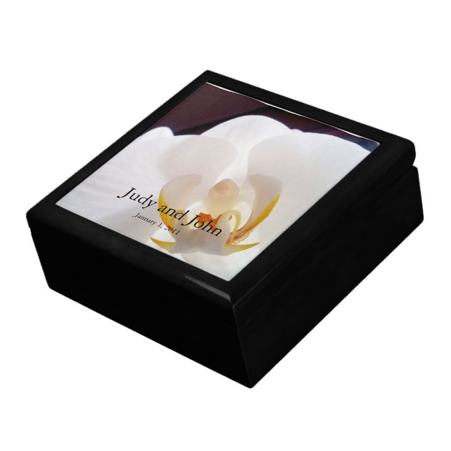 Personalized White Orchid Wedding Gift Box (Side)