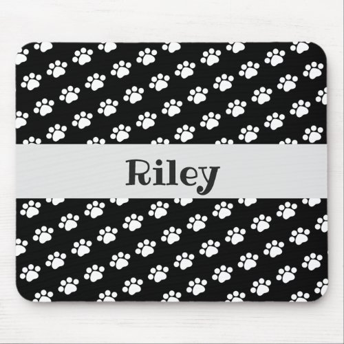 Personalized White Paw Print Pattern Mouse Pad