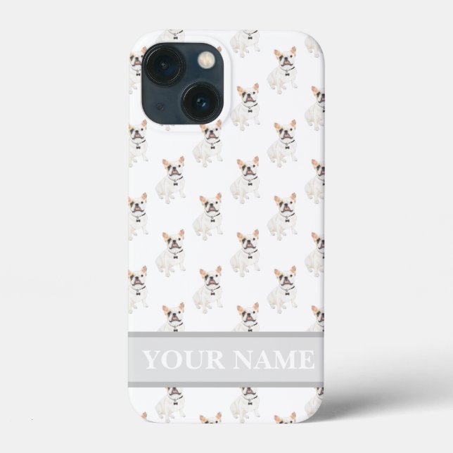 Personalized White Pied Frenchie Dog  Case-Mate iPhone Case (Back)