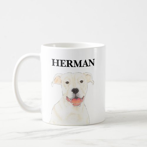 Personalized White Pitbull Staffy Dog Coffee Mug