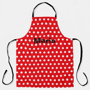 Personalized White Polka Dot Red Background Apron