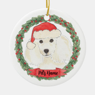 Personalized White Poodle Ceramic Ornament