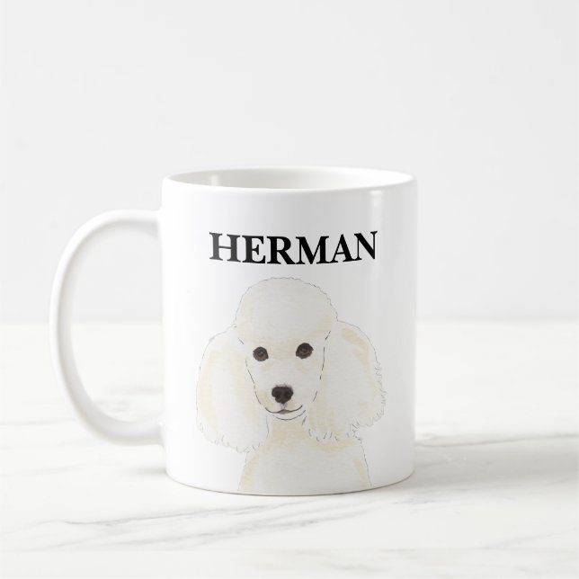 Personalized White Poodle Coffee Mug (Left)