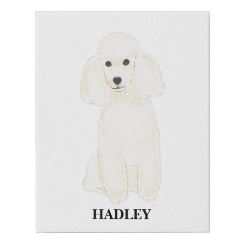 Personalized White Poodle Faux Canvas Print
