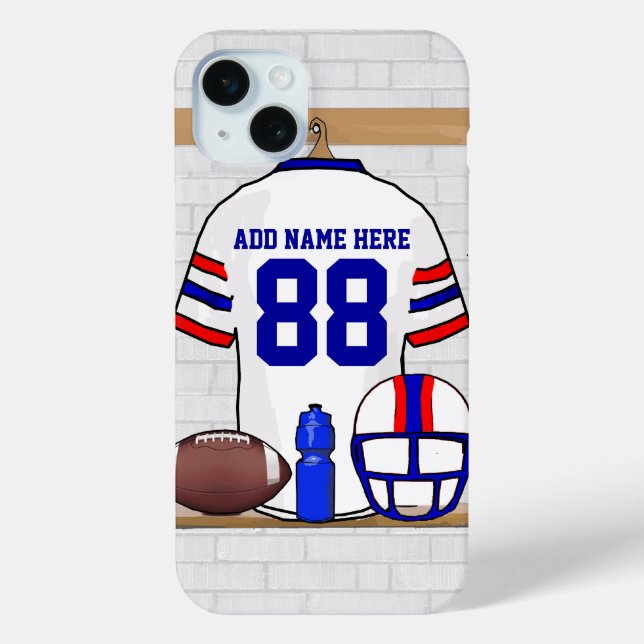Personalized White Red Blue Football Jersey Case-Mate iPhone Case (Back)