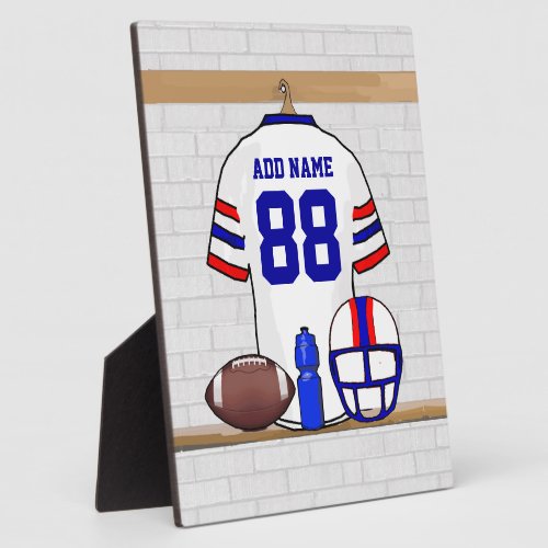 Personalized White Red Blue Football Jersey Plaque