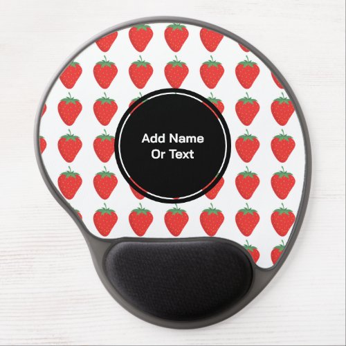 Personalized White Red Strawberry Pattern  Black  Gel Mouse Pad