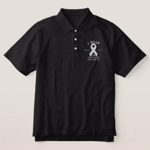Personalized White Ribbon Awareness Embroidery Embroidered Polo Shirt