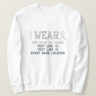 Personalized White Ribbon Awareness Embroidery Embroidered Sweatshirt