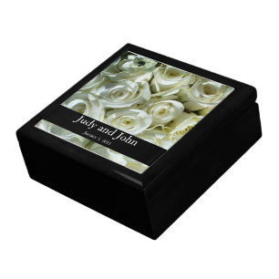 Personalized White Rose Bouquet Wedding Gift Box