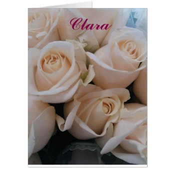 Personalized White Roses Giant Anniversary Card by HappyGabby at Zazzle