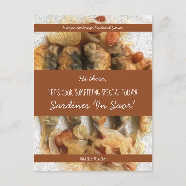 Personalized White Script Brown Modern Recipe Postcard (Front)