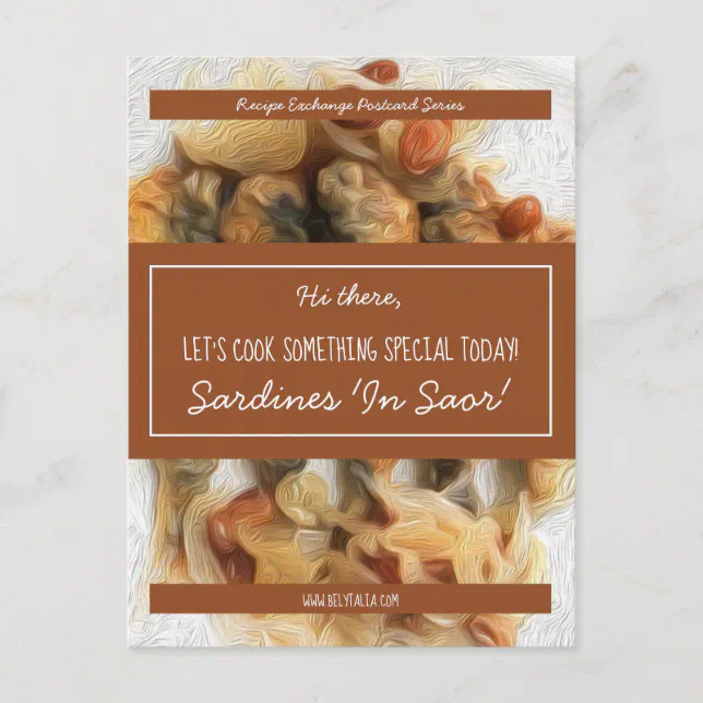 Personalized White Script Brown Recipe Swap Postcard | Zazzle