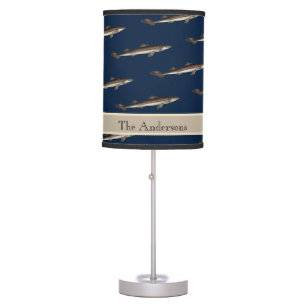 Personalized White Shark Tan Sand background Table Lamp