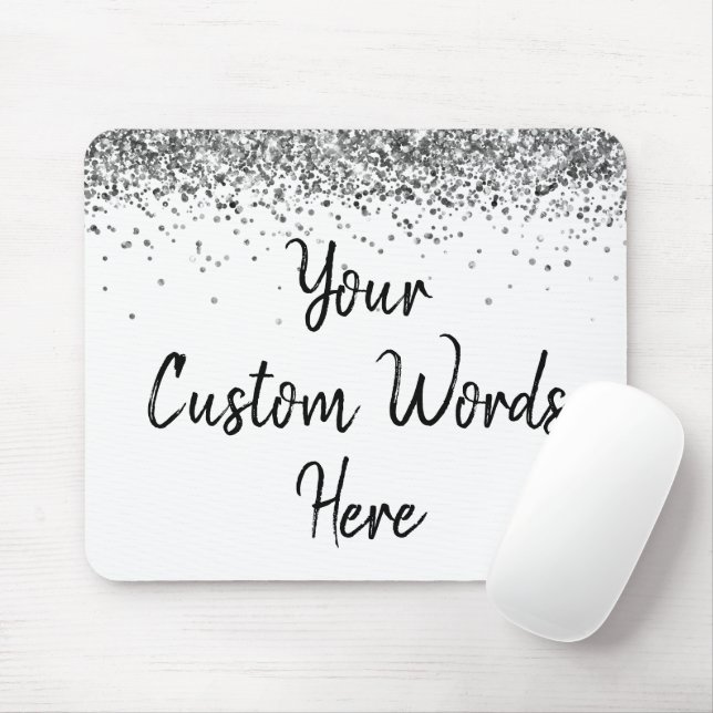Personalized White Silver Gamer Birthday Gift Mouse Pad (With Mouse)