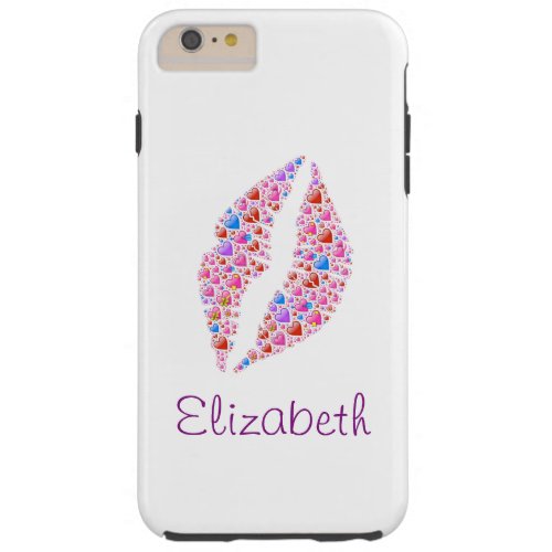 Personalized White Simple Colorful Heart Lips Tough iPhone 6 Plus Case