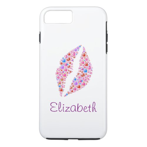 Personalized White Simple Colorful Heart Lips iPhone 8 Plus7 Plus Case
