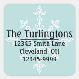 Personalized White Snowflake Return Address Square Sticker