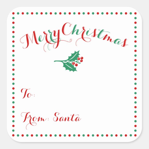 Personalized White Square Christmas Gift Tags