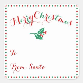Personalized White Square Christmas Gift Tags