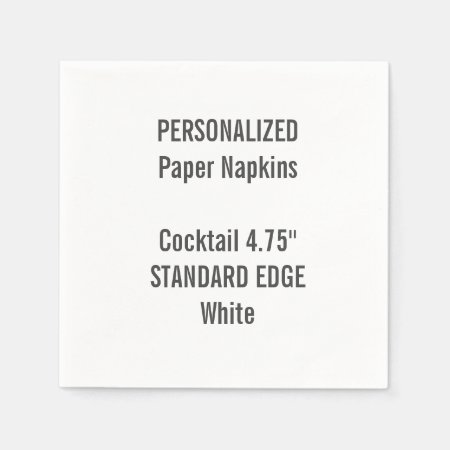 Personalized White Standard Cocktail Paper Napkins