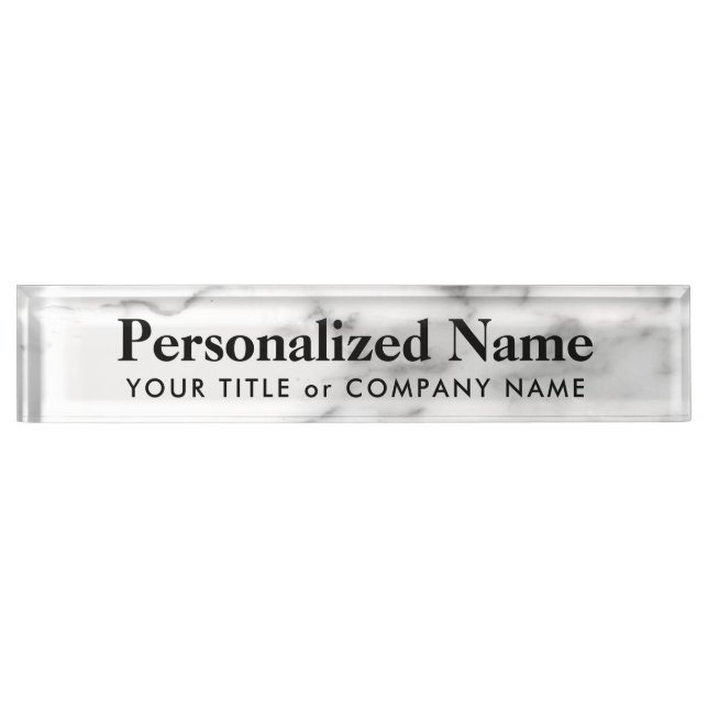 Personalized white stone marble desk nameplate (Front)