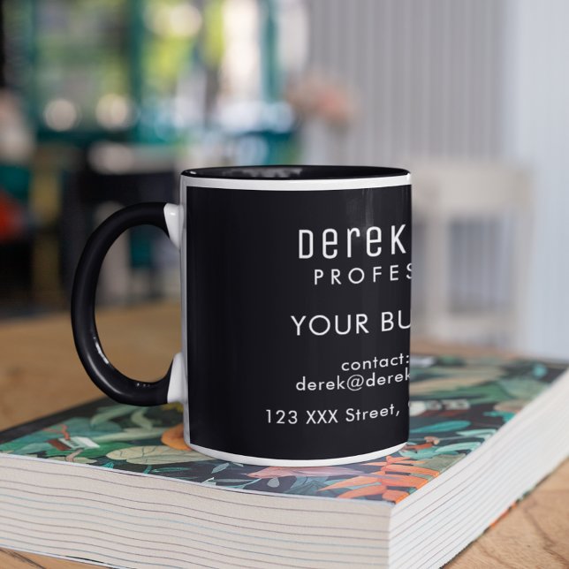 personalized white text profession business black mug (it's always time for a good coffee)