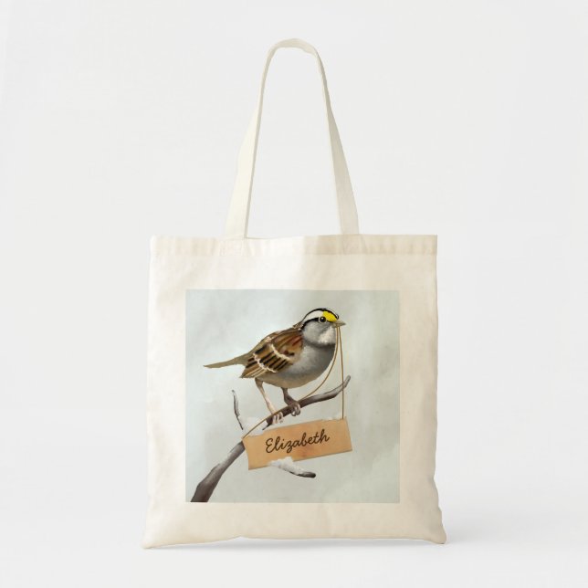 Personalized White throated sparrow Tote Bag (Front)