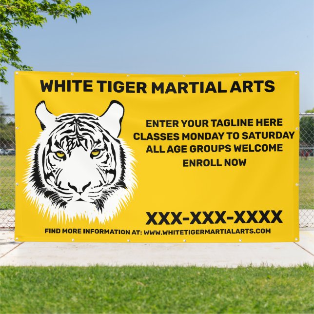 Personalized White Tiger Martial Arts Customize Banner (Outside)