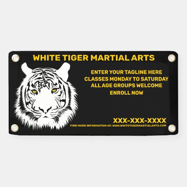 Personalized White Tiger Martial Arts Customize Banner (Horizontal)