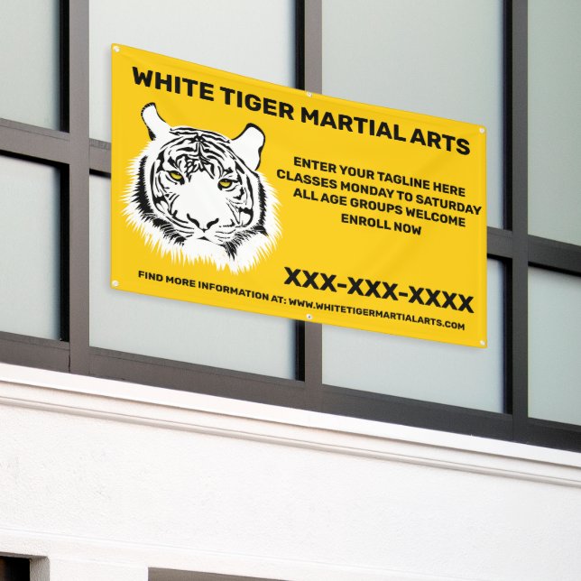 Personalized White Tiger Martial Arts Customize Banner (Outside Building)